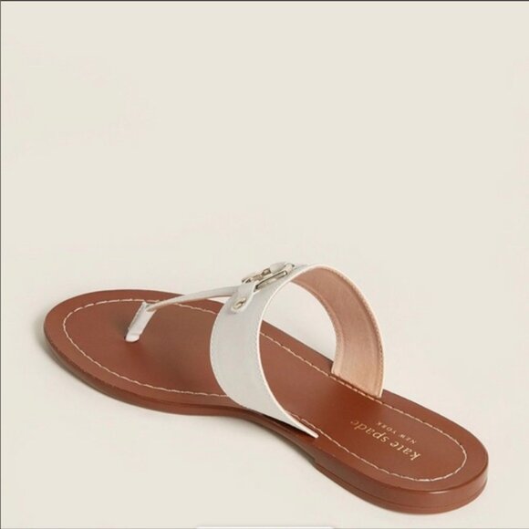 Kate Spade White Chase Leather Thong Sandals - Picture 3 of 9
